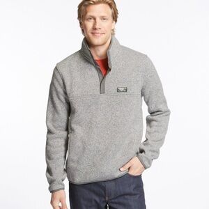 L.L. Bean Mens Green Fleece Pullover 1/4 Snap Long Sleeve Sweater Size XL Tall